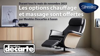 Fauteuil relax électrique avec massage et chauffage de design Stressless à Saxon Valais [upl. by Dnalro972]