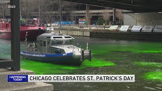 St Patricks Day 2024 Chicago River dying parade and more [upl. by Lerej]