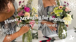 Flower Arrangement Tutorial For Beginners  Grocery Store Flowers Tips [upl. by Kieran]