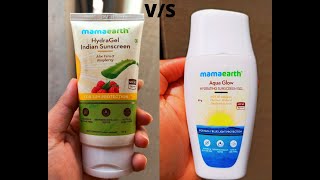 Mamaearth Sunscreen Comparison Hydra gel VS Aqua Glow [upl. by Pyle618]