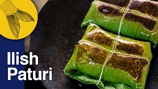 Ilish Macher Paturi  Shorshe diye Ilish Macher Bhapa Recipe  Bengali Hilsa Steamed in Banana Leaf [upl. by Sternick]