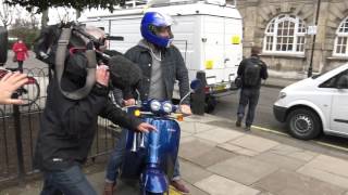 Jamie Oliver struggles to start moped after Budget speech [upl. by Ytsirk]