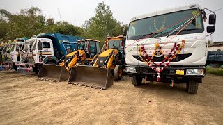 TATA 3530 Tipper bs6 first time work Loading Mud new jcb 3dx TATA 2518 Tipper [upl. by Lj216]