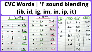 CVC Words Letter i  Letter i blending ib id ig im in ip it  Reading Three Letter Words [upl. by Alves168]