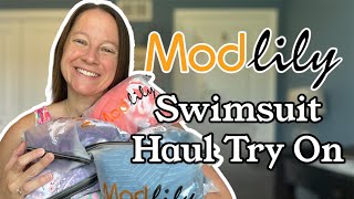 Modlily Swimsuit Haul Try On Review  MODEST Swimwear swimwear [upl. by Wolfie]