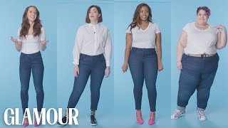 Women Sizes 0 Through 28 Try on the Same Jeans  Glamour [upl. by Angi631]