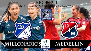 EN VIVO MILLONARIOS FEMENINO VS DIM FEMENINO FECHA 1 LIGA FEMENINA BETPLAY DIMAYOR 16022024 [upl. by Leachim]