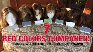 7 RED AUBURN WIG COLORS COMPARED  RAQUEL WELCH GABOR JON RENAU ESTETICA [upl. by Oneill65]