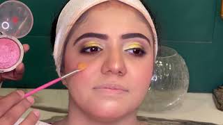 Mehndi makeup farah salon how to make bride beautiful Easy technique mehndimakeuplook makeup [upl. by Torres]