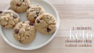 Keto 3minute Chocolate Chip Walnut Cookies [upl. by Acquah]