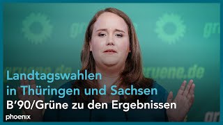 Pressekonferenz von B90Grüne nach den Landtagswahlen in Thüringen und Sachsen  020924 [upl. by Lletnwahs694]