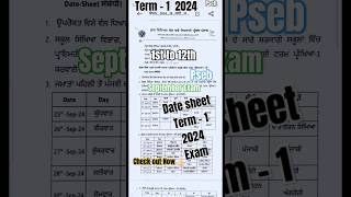 1st to 12th Class Pseb Term1 September Exam Date Sheet 2024 exam psebboard 12th boardsexam [upl. by Salim]