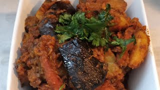 Gujarati RINGAN BATETA NU SHAAK BAINGAN ALOO KI SABZI  Recipe 39 [upl. by Dnalevets]