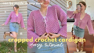 crochet classic granny hexagon cropped cardigan  can be made in ANY size [upl. by Jackelyn317]