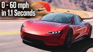 Tesla Roadster Insane Acceleration  060mph in 11s [upl. by Savihc]