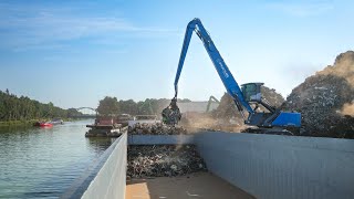 Schrottverladung am Mittellandkanal bei Kohl Recycling in Bramsche mit dem Fuchs MHL 375 HD [upl. by Letisha]