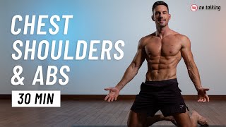 30 Min Upper Body Workout for Chest Shoulders amp Abs  At Home No Equipment [upl. by Nlyak676]