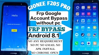 Gionee F205F205 pro Frp Google Lock unlock  ANDROID 810 Without PC  GiONEE F205 Frp Bypass [upl. by Aserehc]