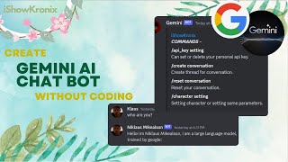 How to Make a Discord ChatBot  Gemini  Api For Free  Kronix [upl. by Tezile729]