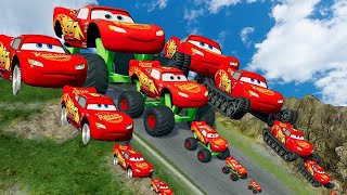 TRANSPORTING PIXAR CARS amp FRUITS WITH COLORED amp JOHN DEERE VS CLAAS VS TRACTORS  BeamNGdrive 983 [upl. by Yrellav]