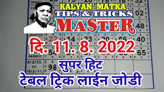 KALYAN MATKA TIPS AND TRICKS MASTER TODAY 1182022 TABLE TRICK LINE JODI [upl. by Stargell]