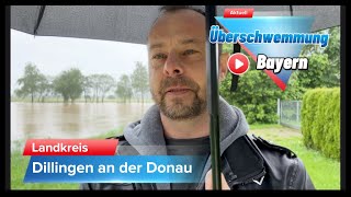 Hochwasser in Bayern Landkreis Dillingen Lauingen Höchstädt Unterglauheim überschwemmung [upl. by Honna]