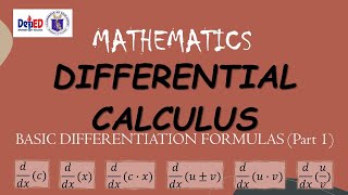 DIFFERENTIAL CALCULUS  Basic Differentiation Formulas Part 1  TAGALOG [upl. by Eyr454]