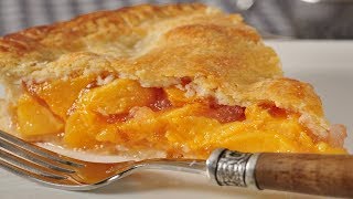 Peach Pie Recipe Demonstration  Joyofbakingcom [upl. by Lyrehc179]