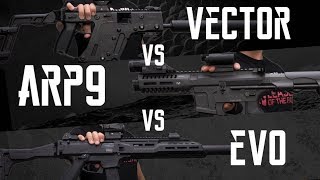 SMG SHOWDOWN Vector vs ARP9 vs EVO – RedWolf Airsoft RWTV [upl. by Airb692]