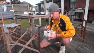 How To Stain Outside Furniture Using Linseed Oil [upl. by Ayojal651]