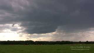 Supercell timelapse south of Rocky Mountain House Alberta  Aug 26 2013 [upl. by Nonaihr649]