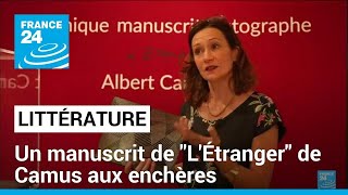 Littérature  un étrange manuscrit de quotLÉtrangerquot de Camus aux enchères • FRANCE 24 [upl. by Stevana]