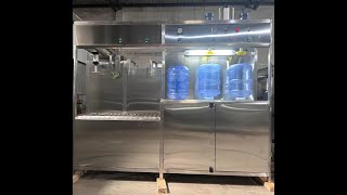 semi auto high pressure rinsing filling capping machine for 5Gal bottled water [upl. by Ammeg]