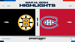 NHL Highlights  Bruins vs Canadiens  March 14 2024 [upl. by Mireille]