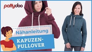 Kapuzenpullover mit Wickelkapuze Daumenlöchern und Eingriffstaschen nähen [upl. by Ripley]