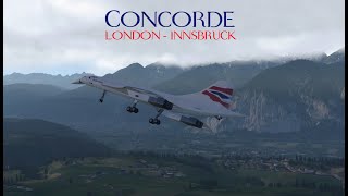 X Plane 11  Concorde  London to Innsbruck  Circle to Land Approach  Full Flight  VATSIM [upl. by Adnouqal]