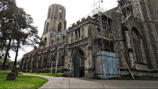 Wymondham Abbey in Norfolk Wall memorials ruins and organ practice religion ruins worship [upl. by Turnheim813]