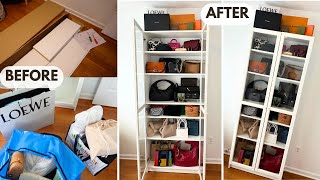 Organizing My Handbag Collection 👜 IKEA Billy Bookcase  Designer Contemporary amp Affordable Bags [upl. by Stanton872]