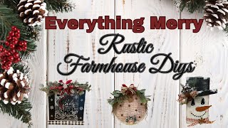 EASY Dollars Tree Farmhouse Christmas DIYs Rustic Farmhouse Christmas DIYs Everything Merry [upl. by Valda]