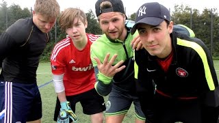 3 LANDSHOLDSPILLERE VS MÅLMAND  FODBOLD CHALLENGES [upl. by Attegroeg]