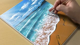 Easy Way to Paint a Beach Scene  Acrylic Painting for Beginners [upl. by Cowie]