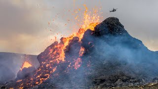 CRAZY PHOTOGRAPHY AT THE ICELAND VOLCANO ERUPTION  Hiking to the Geldingadalur eruption [upl. by Eynenihc]