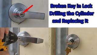 595 Drilling Commercial Cylinder with Broken Key In It and Replacing It [upl. by Shirline]