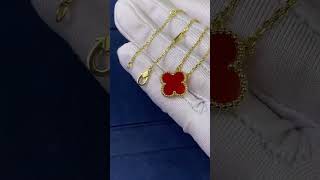 Custom Made Van Cleef Arpels Vintage Alhambra Necklace 18K Yellow Gold Carnelian Stone [upl. by Sucramal]