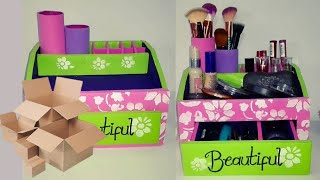 COMO HACER UN ORGANIZADOR DE MAQUILLAJE CON CARTON💄💋 fomi hecho arte [upl. by Pogah]