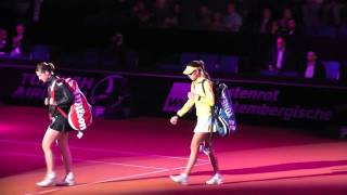 Ana Ivanovic vs Andrea Petkovic walk in  Porsche Tennis Grand Prix 2013 [upl. by Ailelc887]