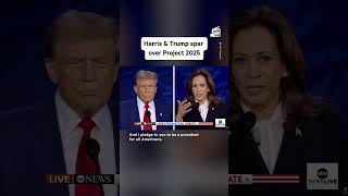 Kamala Harris Donald Trump Spar Over Project 2025 During Debate [upl. by Lahcym126]