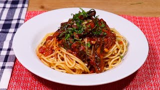 SPAGHETTI EN SALSA DE ANCHOVETA ENTOMATADO RECETA FÁCIL Y RÁPIDA A COCINAR [upl. by Tuttle]