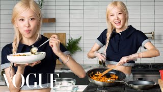 Rosé Cooks Kimchi Fried Rice Dinner  Now Serving  Vogue [upl. by Drud]