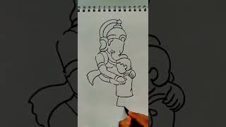 ouick simple and easy drawing of ganpatibappa and hai cute bhakti Ganeshchaturthishort lifeofgunju [upl. by Corel]